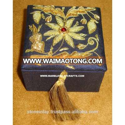 Excellent Zari Hand Embroidery Jewelry Box