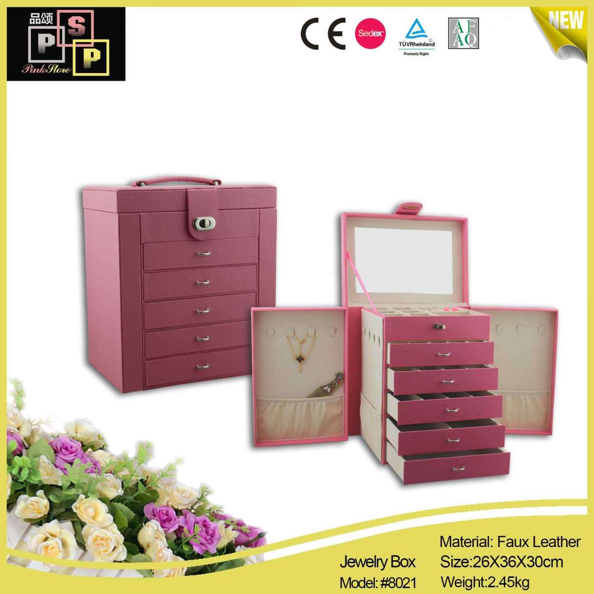 Retro Style and Fashional Faux Leather Jewelry Box (3213)